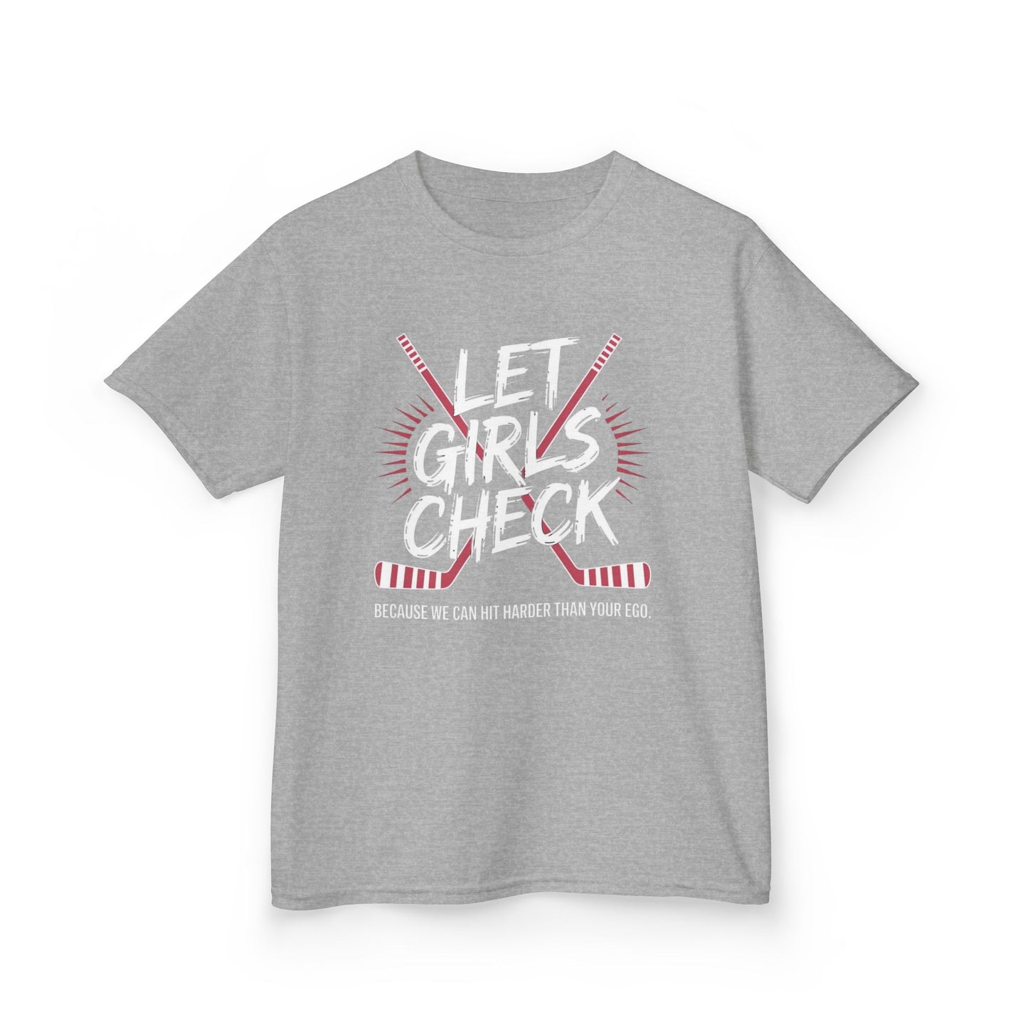 Let Girls Check Kids T-Shirt — Girls Hockey Shirt (Let Girls Check)