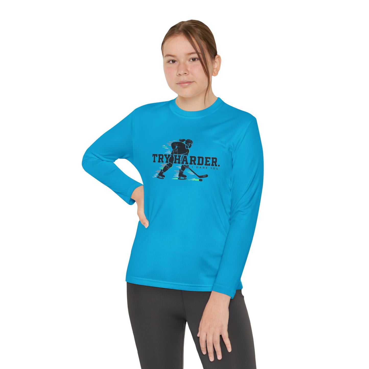 Try Harder Hockey Youth Long Sleeve Tee