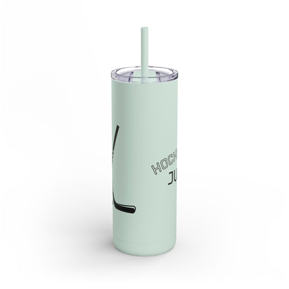 Hockey Themed Skinny Tumbler, Personalized Travel Mug, Sports Team Gift, Hockey Fan Merchandise, Unique Cup for Players