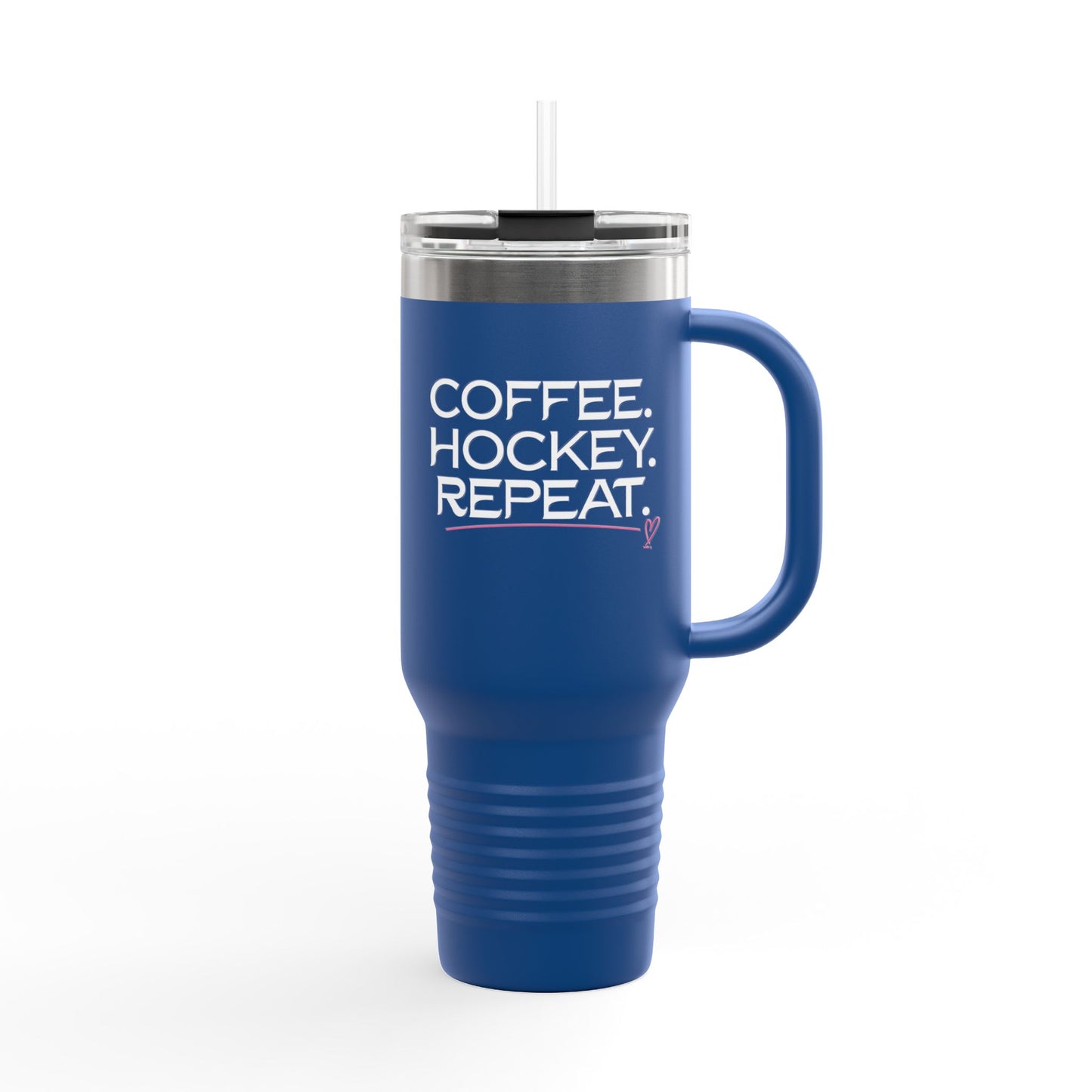 40oz Insulated Travel Mug — Coffee. Hockey. Repeat. Cold-Resistant Tumbler for Hockey Fans