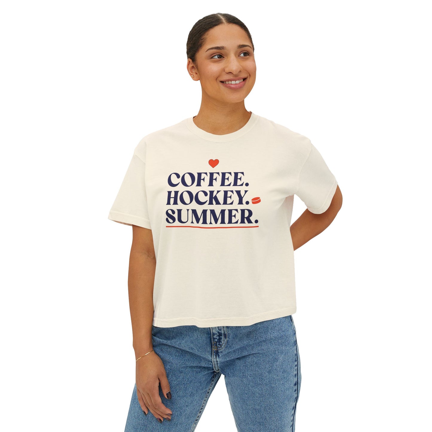 Coffee. Hockey. Summer. Boxy Tee