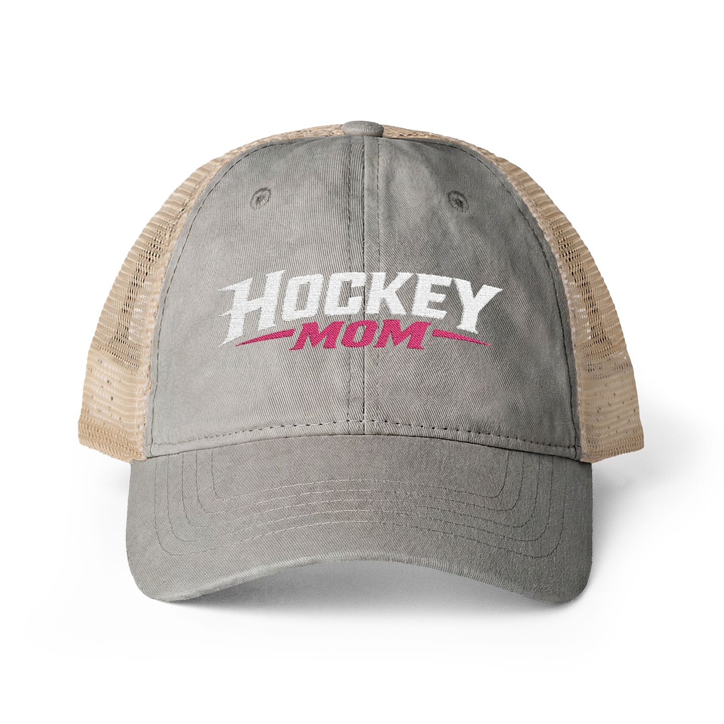 Women's Washed Mesh-Back Personalized Hockey Mom Hat