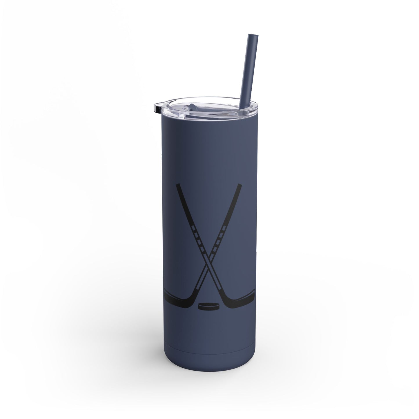 Hockey Themed Skinny Tumbler, Personalized Travel Mug, Sports Team Gift, Hockey Fan Merchandise, Unique Cup for Players