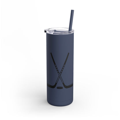 Hockey Themed Skinny Tumbler, Personalized Travel Mug, Sports Team Gift, Hockey Fan Merchandise, Unique Cup for Players