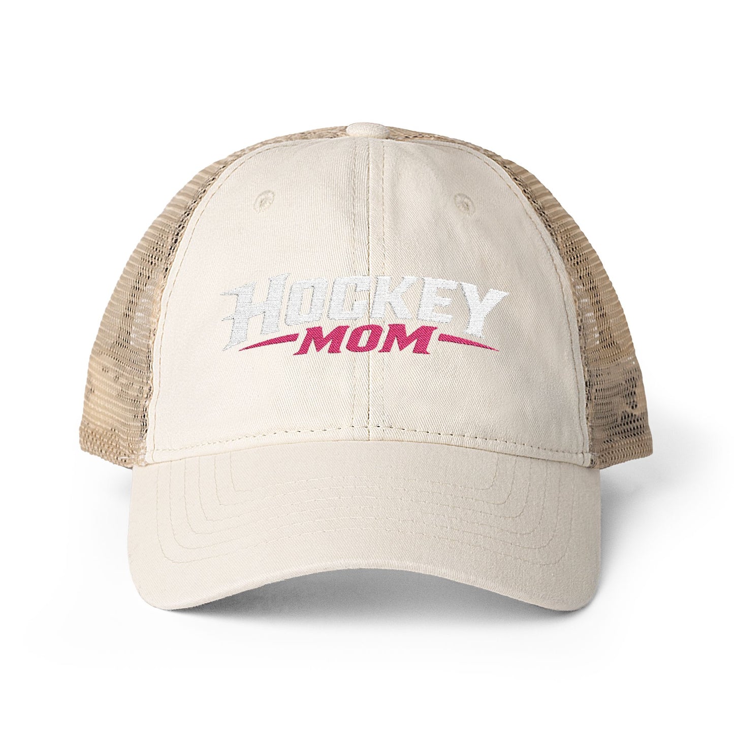 Women's Washed Mesh-Back Personalized Hockey Mom Hat