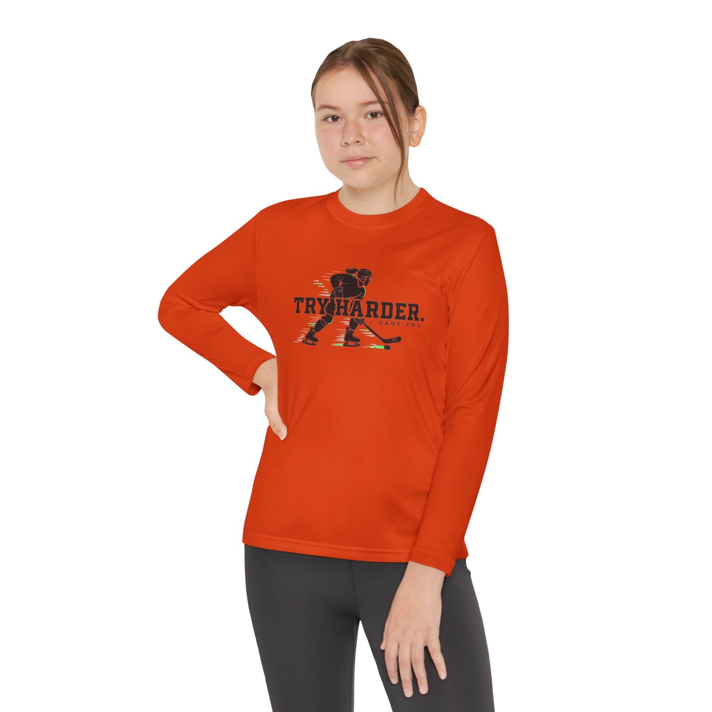 Try Harder Hockey Youth Long Sleeve Tee