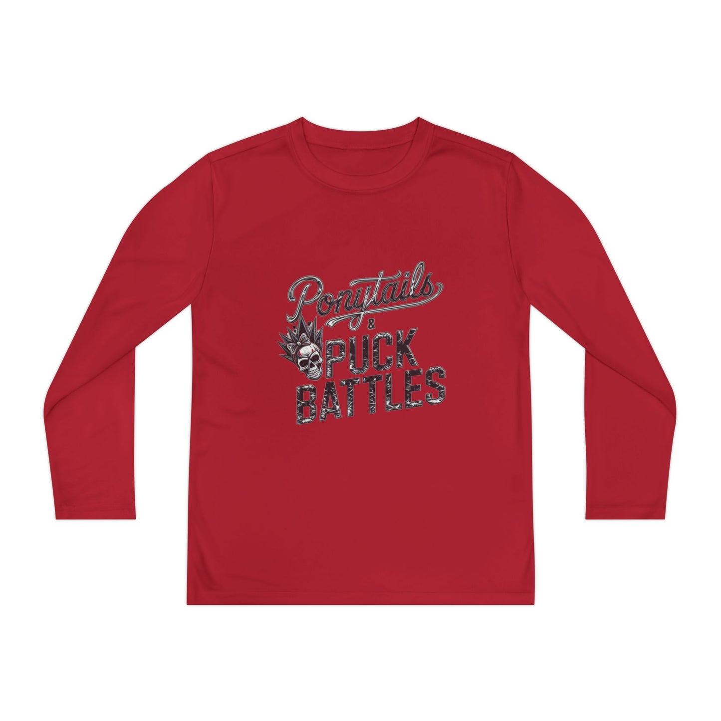 Ponytails & Puck Battles Youth Long Sleeve by Sport-Tek