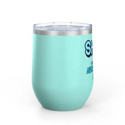 ShhhHockey Mom Wine Tumbler, 12oz | Shhh! I Earned This | Gift for Hockey Moms | Stainless Steel Insulated Cup | Sports Moms