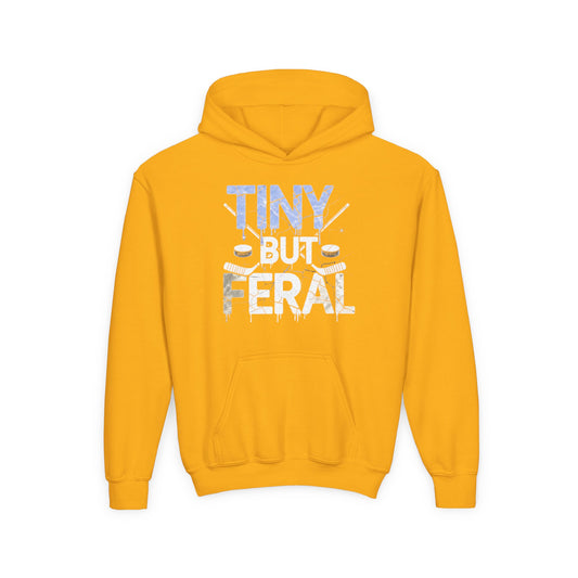 Tiny but Feral Youth Tiny Face Hoodie by Gildan