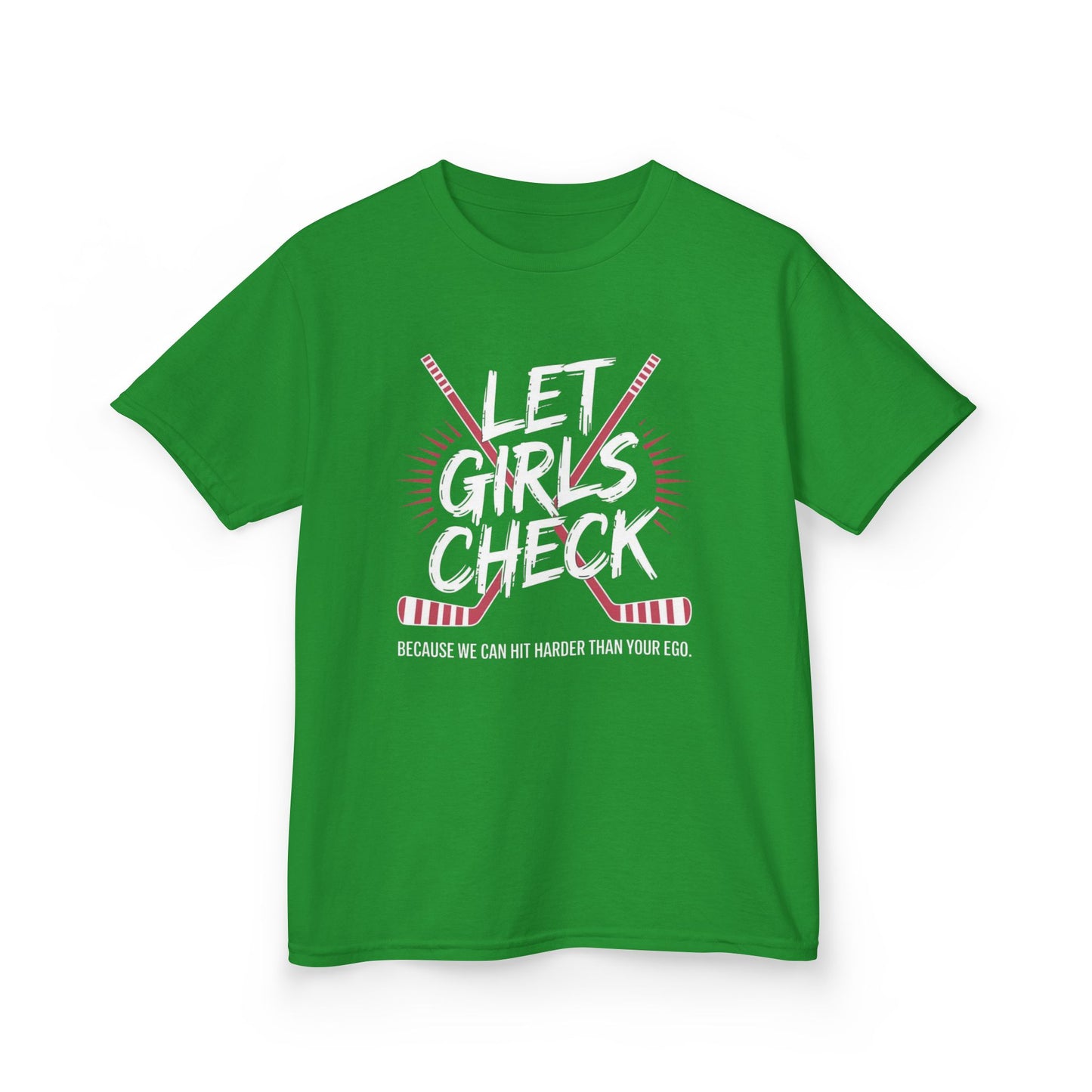Let Girls Check Kids T-Shirt — Girls Hockey Shirt (Let Girls Check)