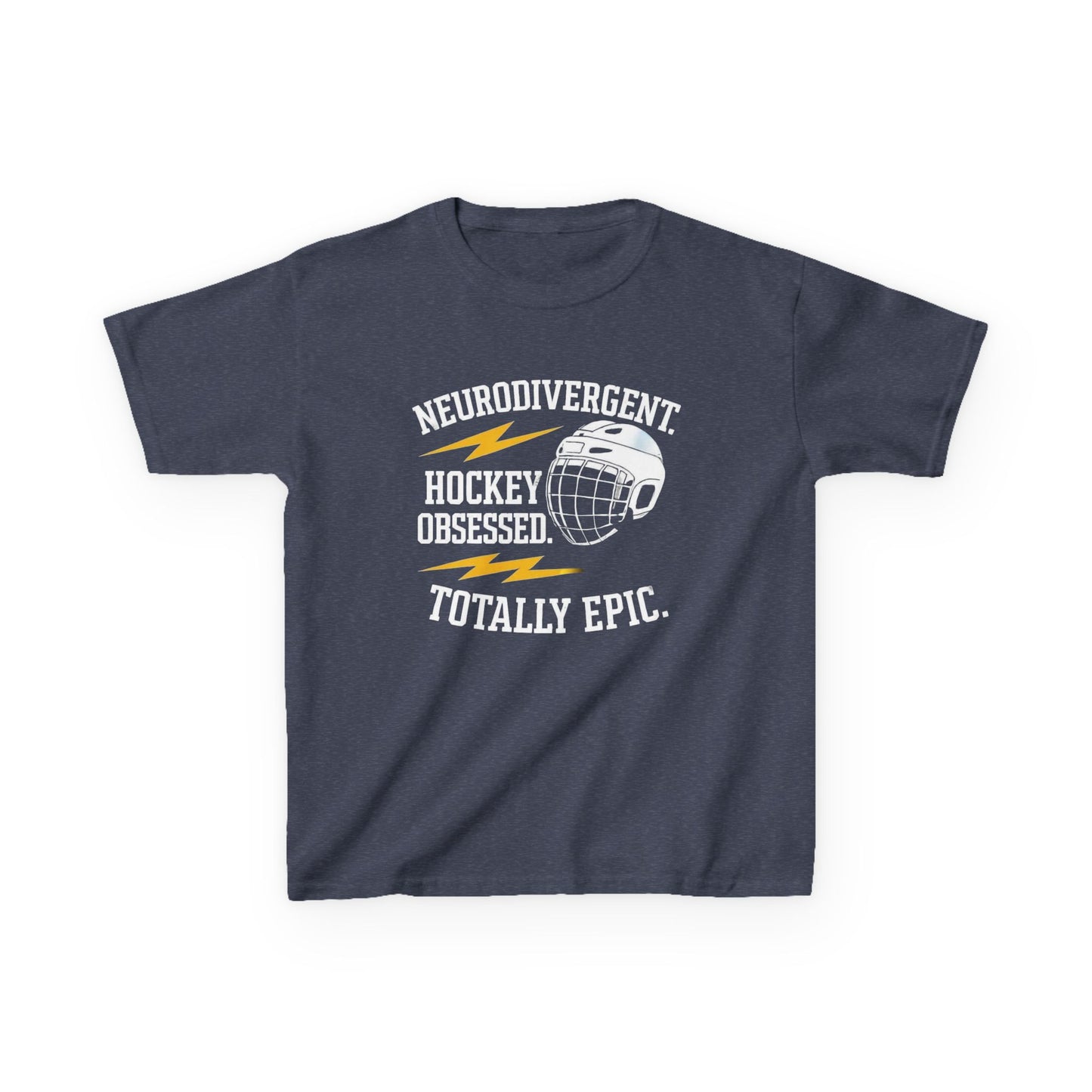 Kids Hockey T‑Shirt — "Neurodivergent Hockey Obsessed, Totally Epic"