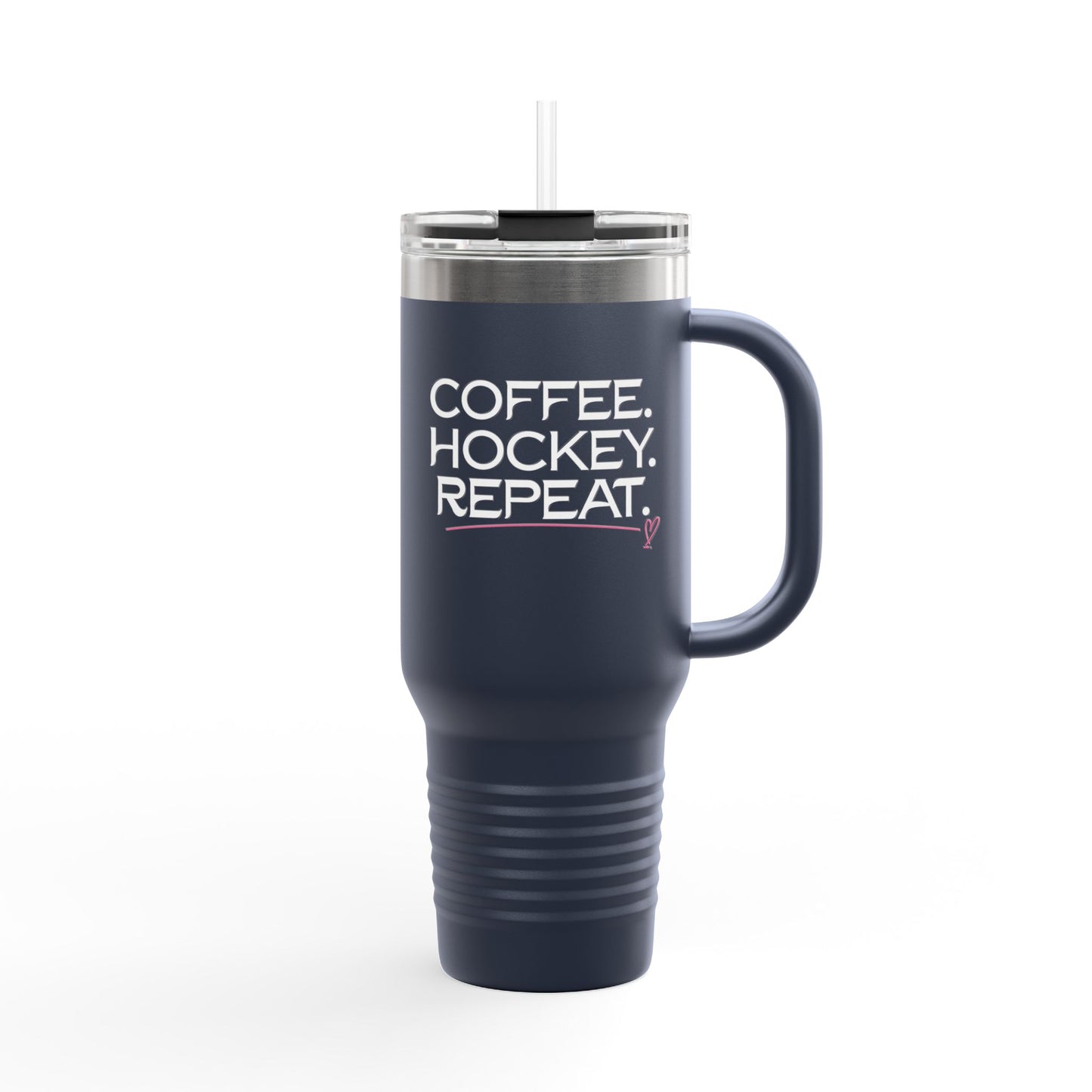 40oz Insulated Travel Mug — Coffee. Hockey. Repeat. Cold-Resistant Tumbler for Hockey Fans