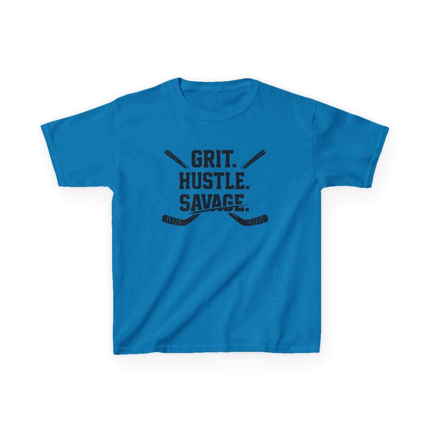 Kids Hockey Tee — "Grit. Hustle. Savage."