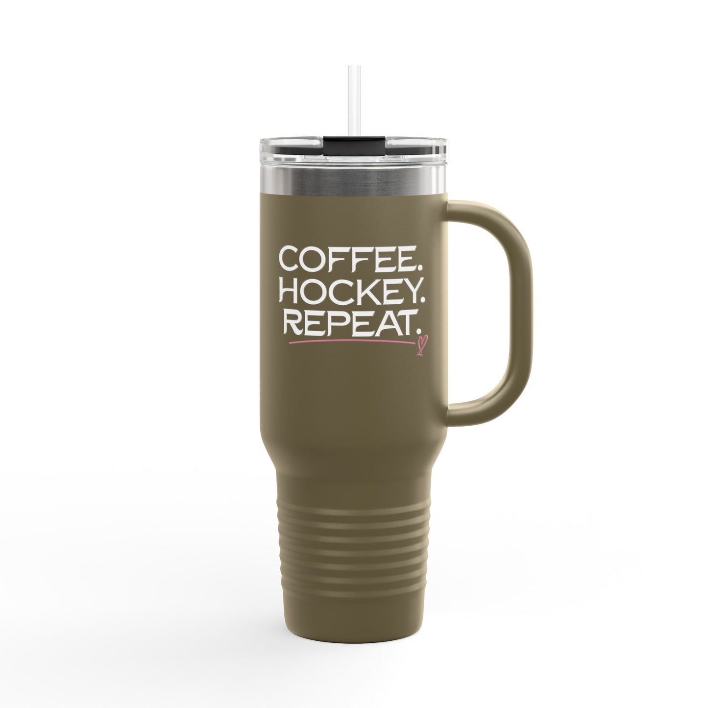 40oz Insulated Travel Mug — Coffee. Hockey. Repeat. Cold-Resistant Tumbler for Hockey Fans
