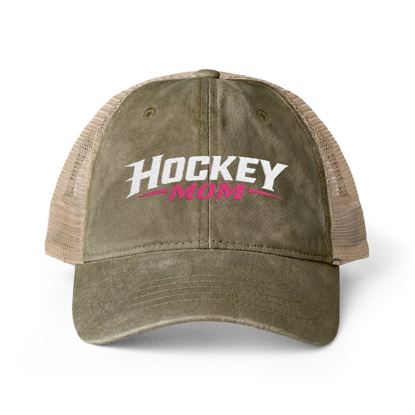 Women's Washed Mesh-Back Personalized Hockey Mom Hat