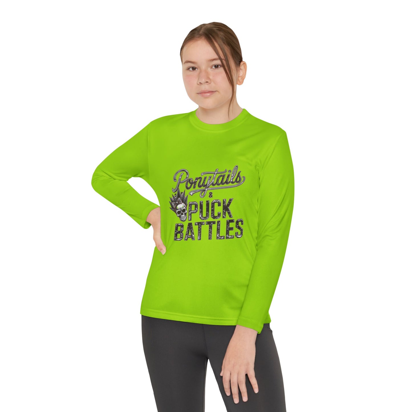 Ponytails & Puck Battles Youth Long Sleeve by Sport-Tek