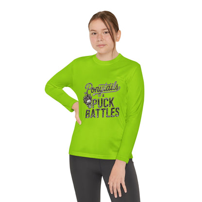 Ponytails & Puck Battles Youth Long Sleeve by Sport-Tek