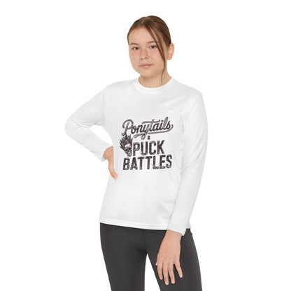 Ponytails & Puck Battles Youth Long Sleeve by Sport-Tek