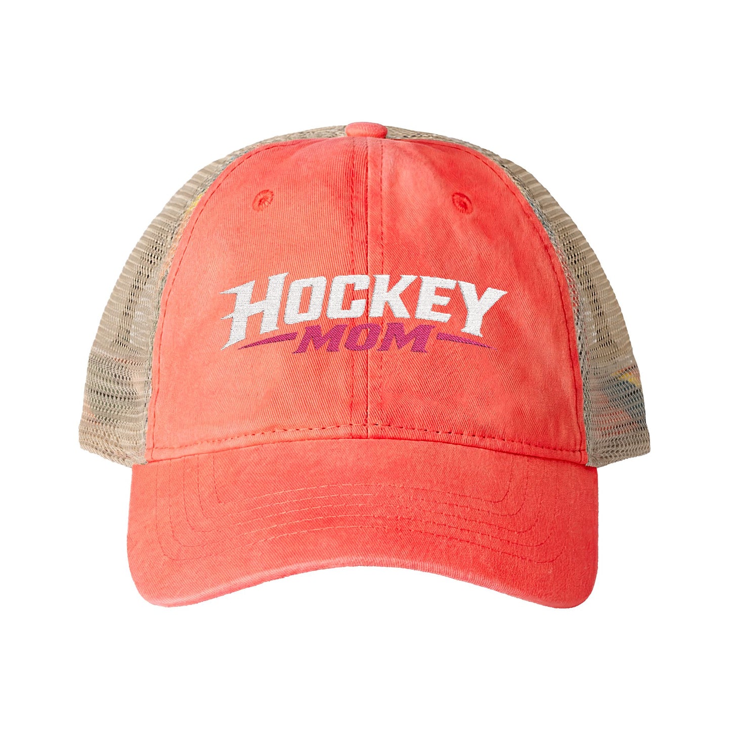 Women's Washed Mesh-Back Personalized Hockey Mom Hat