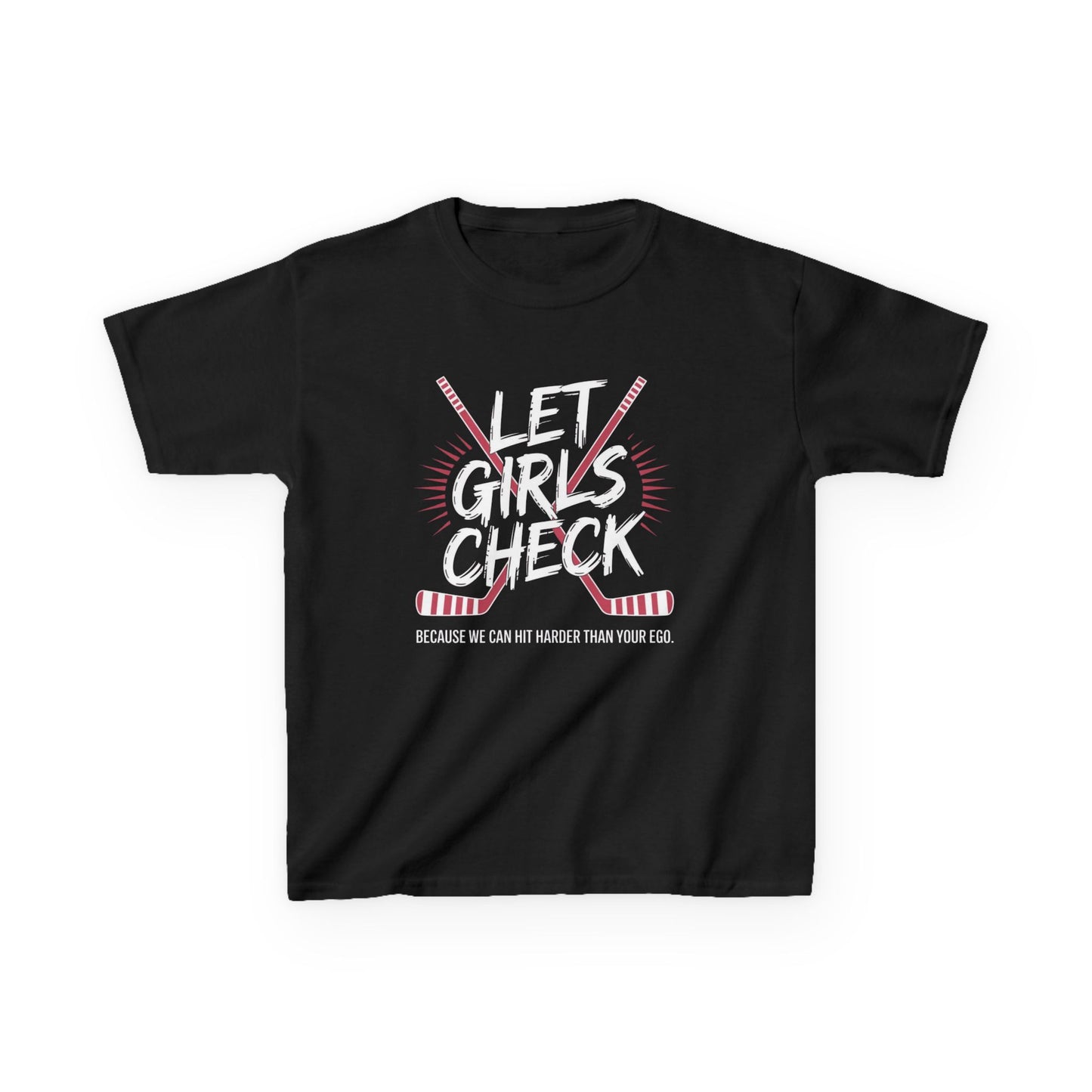 Let Girls Check Kids T-Shirt — Girls Hockey Shirt (Let Girls Check)