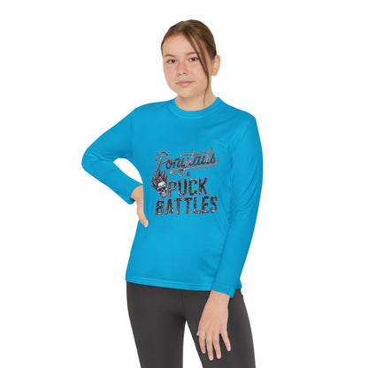 Ponytails & Puck Battles Youth Long Sleeve by Sport-Tek