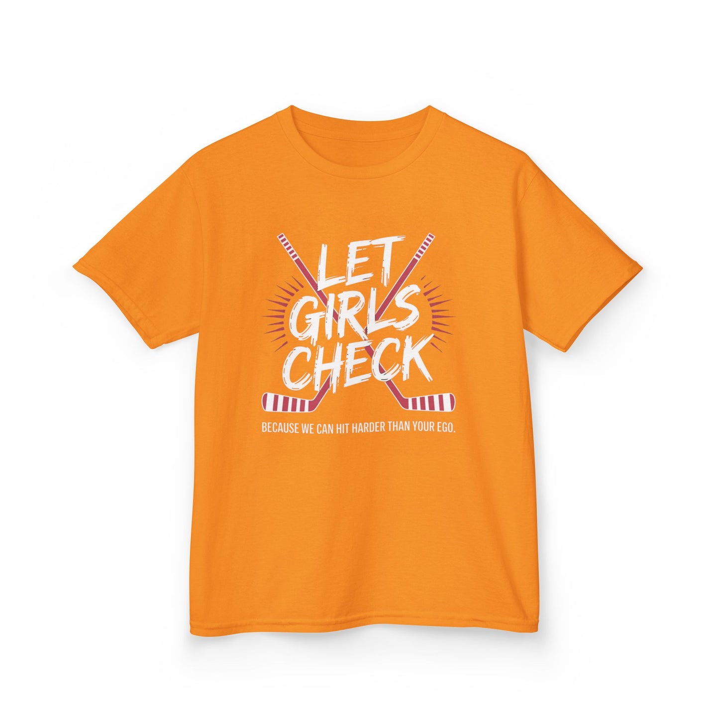 Let Girls Check Kids T-Shirt — Girls Hockey Shirt (Let Girls Check)