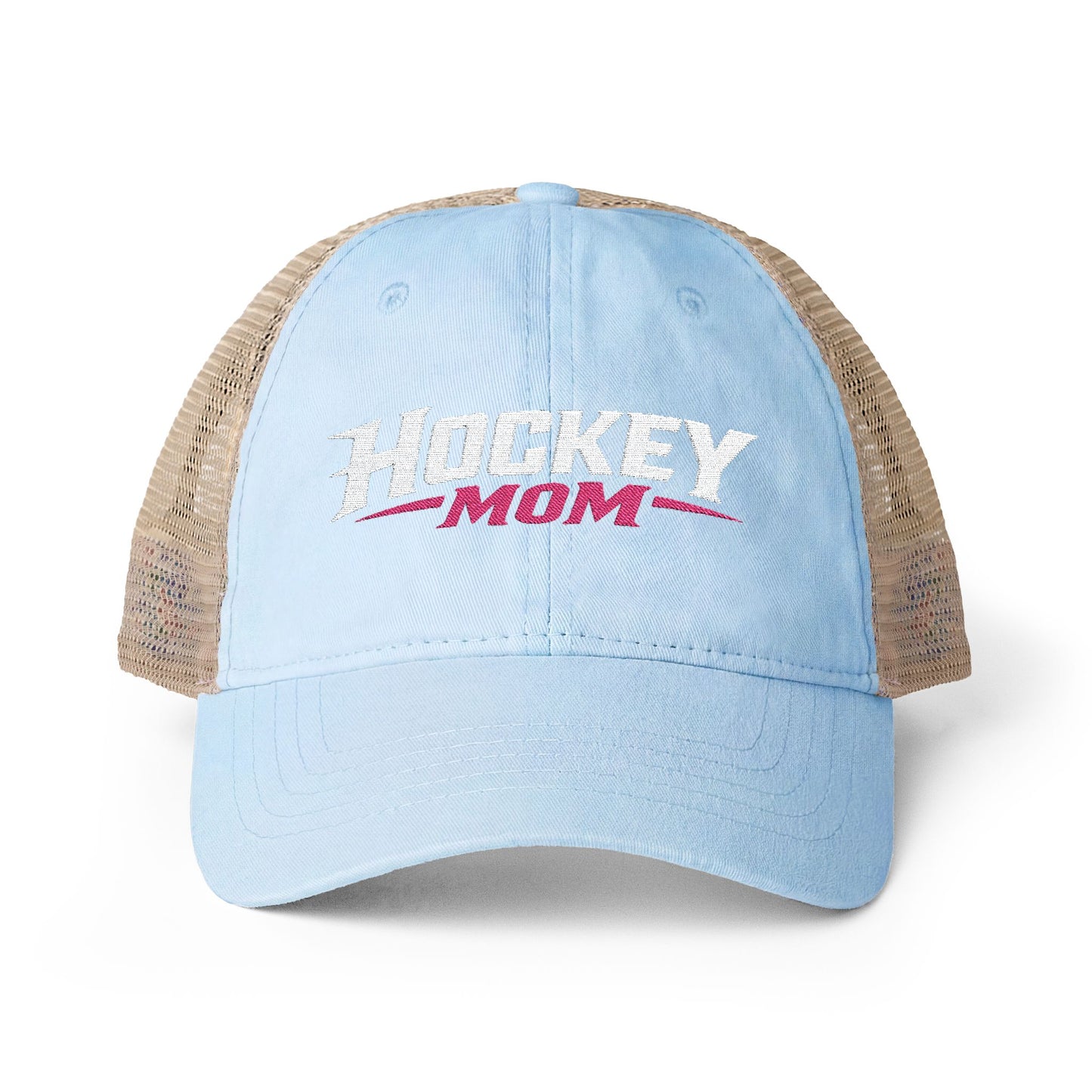 Women's Washed Mesh-Back Personalized Hockey Mom Hat