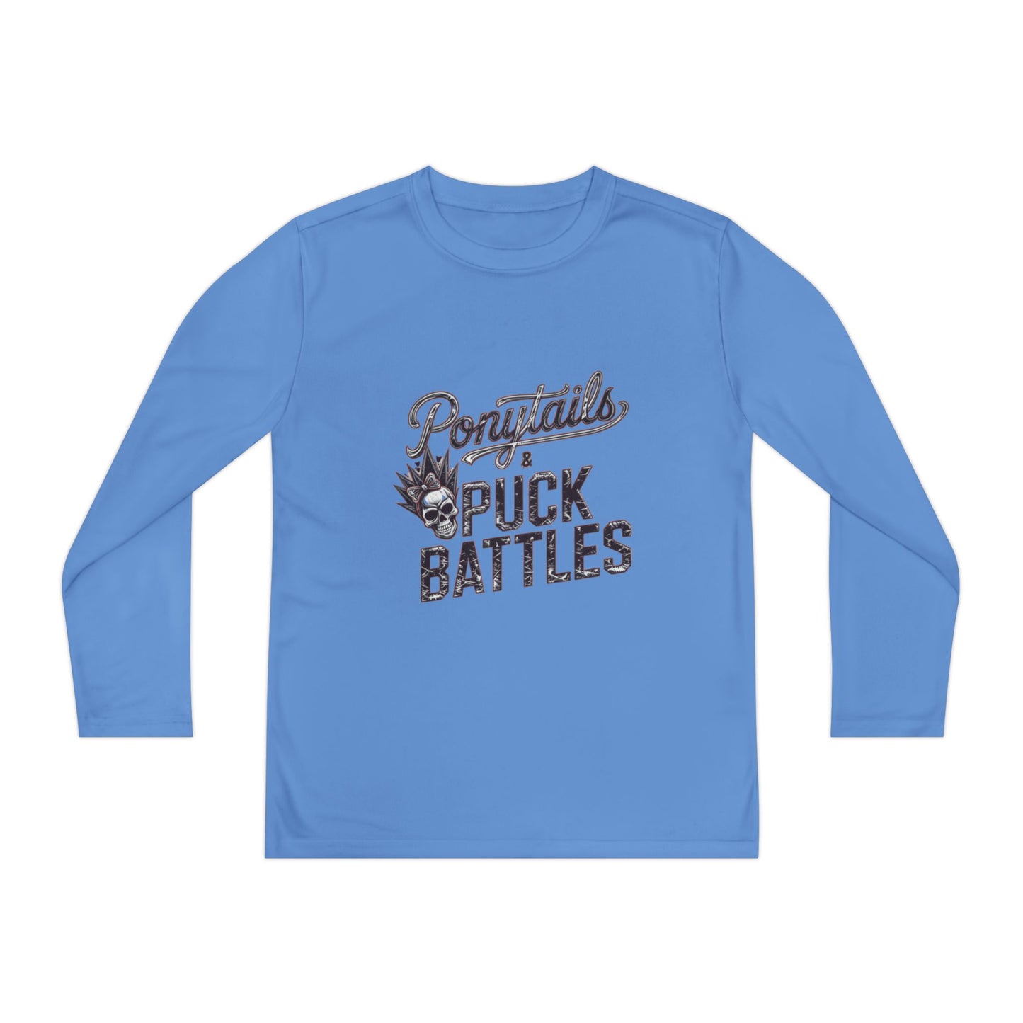 Ponytails & Puck Battles Youth Long Sleeve by Sport-Tek