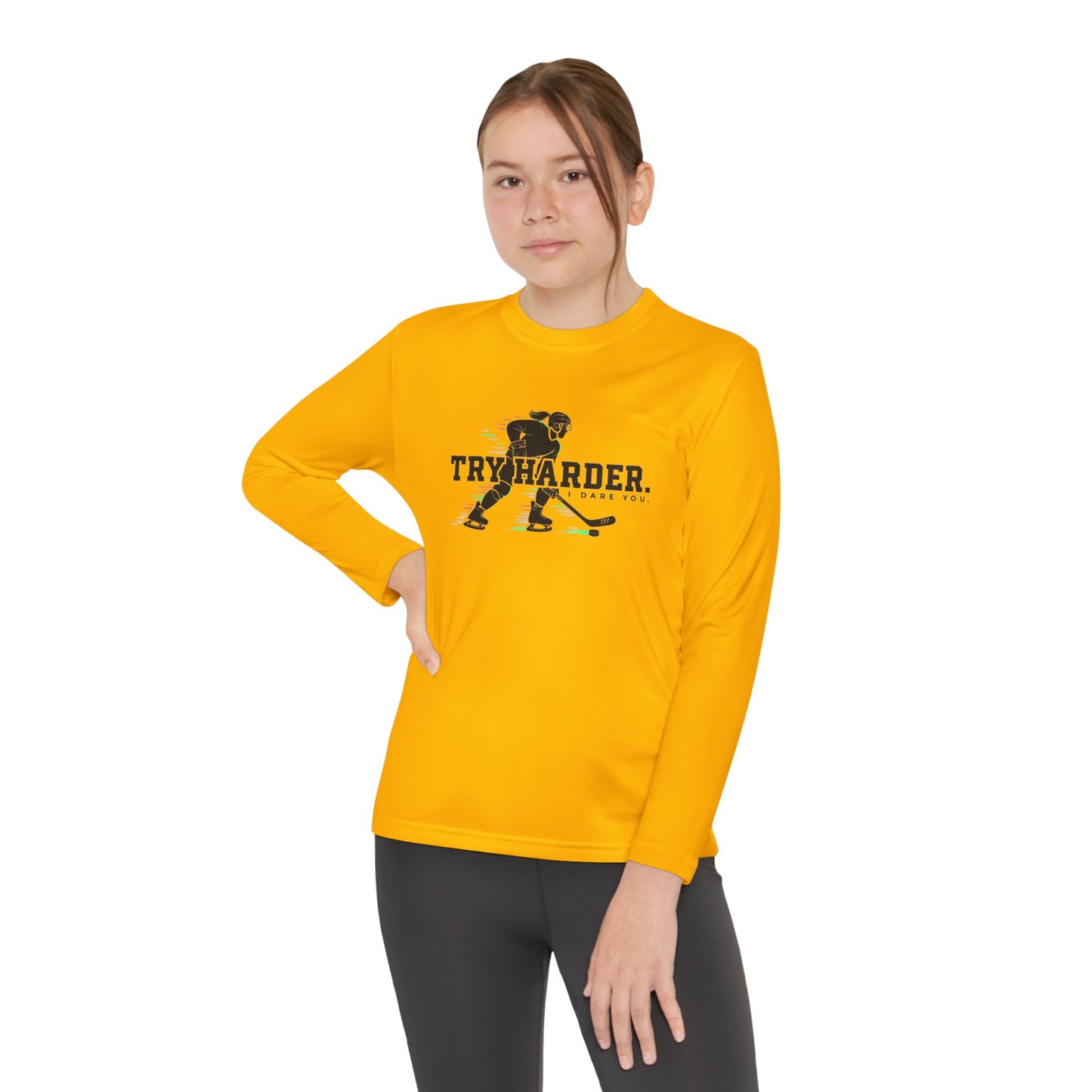 Try Harder Hockey Youth Long Sleeve Tee