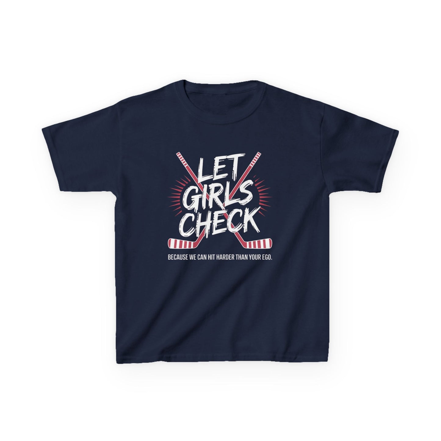 Let Girls Check Kids T-Shirt — Girls Hockey Shirt (Let Girls Check)