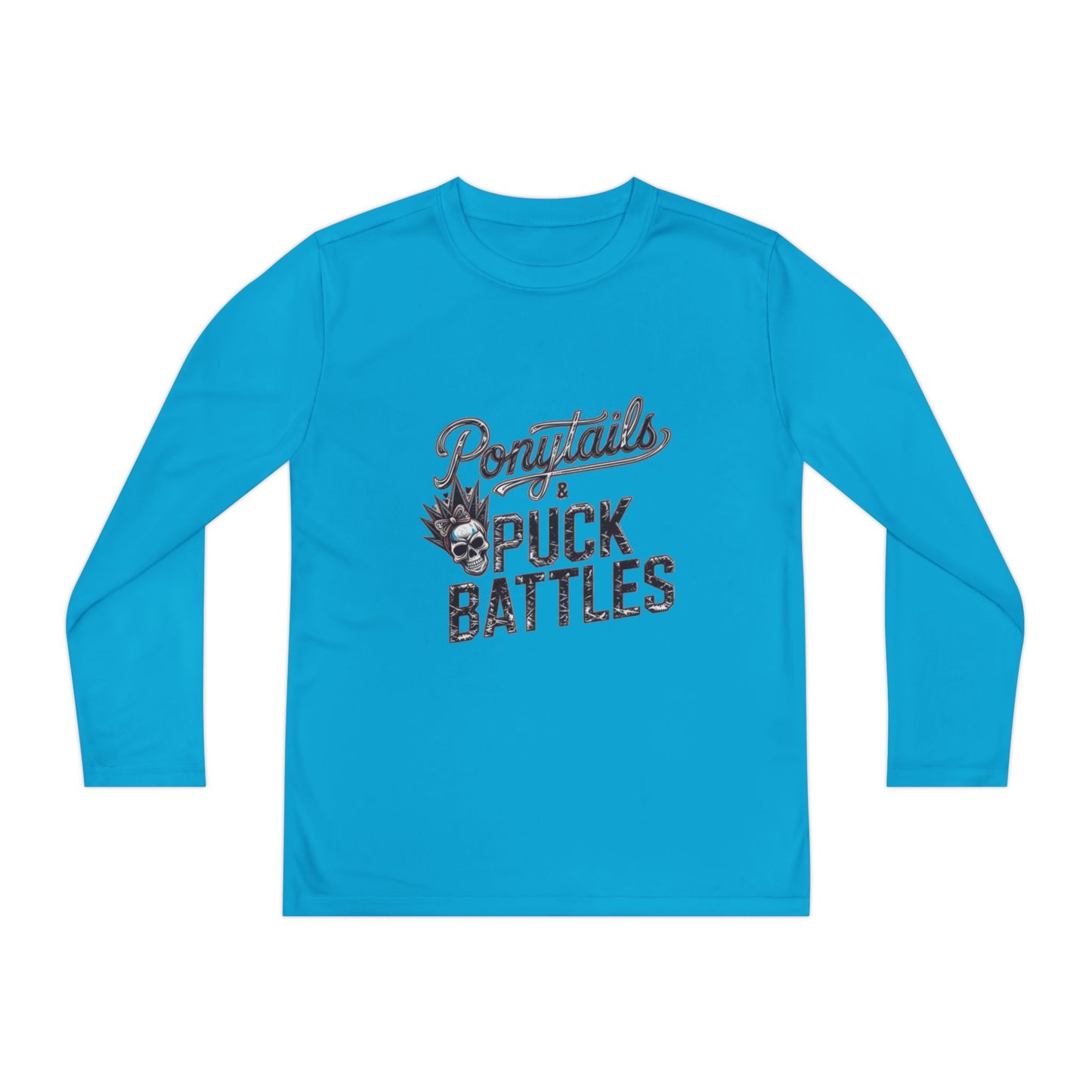 Ponytails & Puck Battles Youth Long Sleeve by Sport-Tek