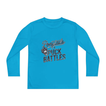 Ponytails & Puck Battles Youth Long Sleeve by Sport-Tek