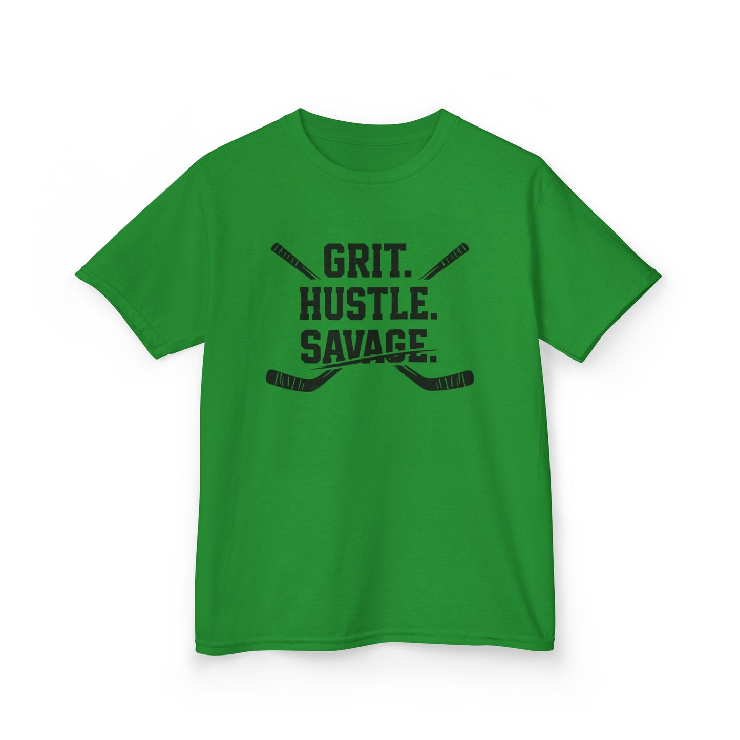 Kids Hockey Tee — "Grit. Hustle. Savage."