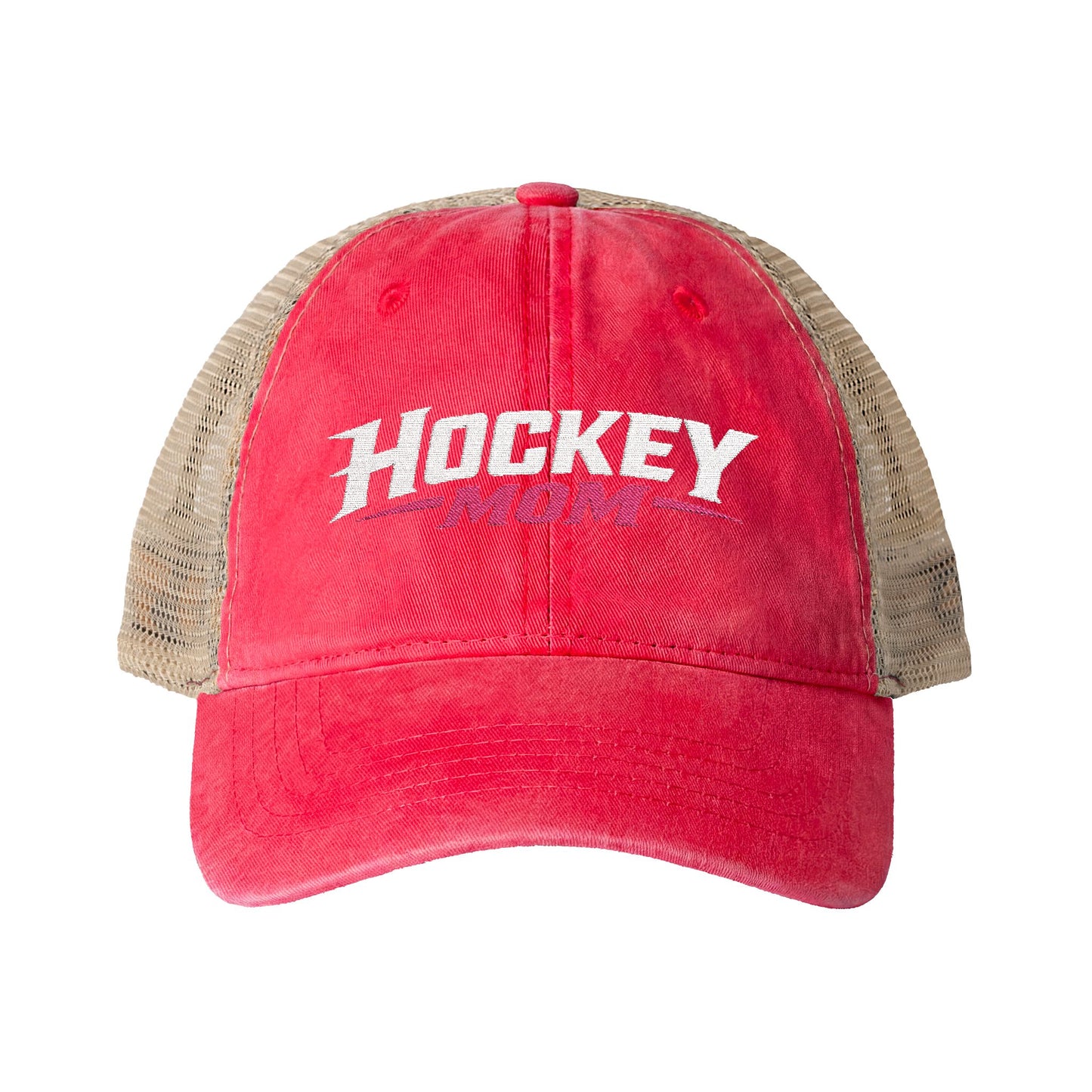 Women's Washed Mesh-Back Personalized Hockey Mom Hat