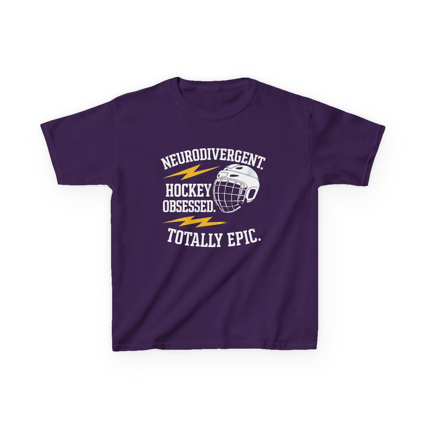 Kids Hockey T‑Shirt — "Neurodivergent Hockey Obsessed, Totally Epic"