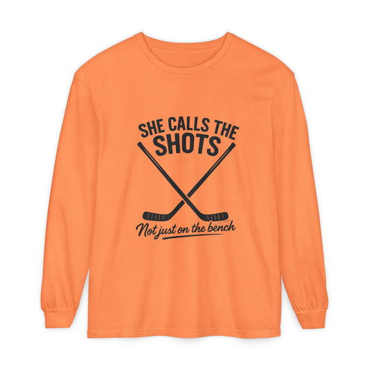 Female Hockey Coach Long Sleeve Shirt - She Calls the Shots, Sports Apparel, Gift for Athletes