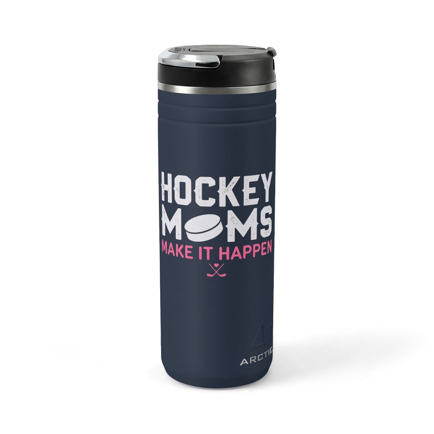 Titan 24oz Thermal Straw Tumbler — “Hockey Moms Make It Happen” Insulated Travel Cup