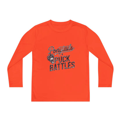 Ponytails & Puck Battles Youth Long Sleeve by Sport-Tek