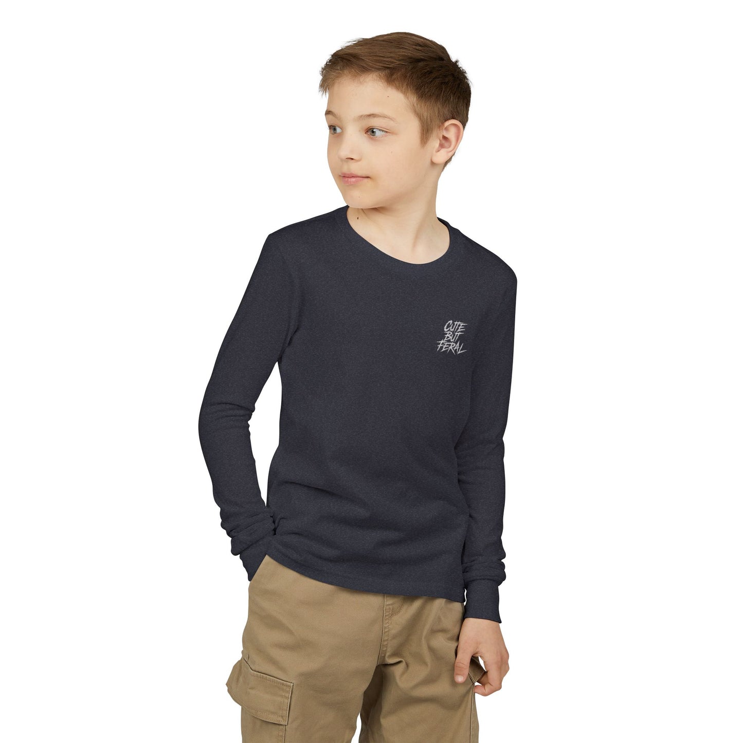 Cute But Feral Youth Long Sleeve Tee — Youth Jersey Shirt with Raccoon Graphic