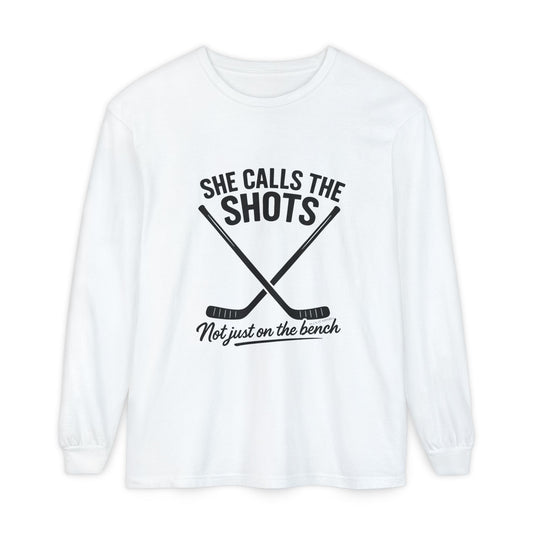 Female Hockey Coach Long Sleeve Shirt - She Calls the Shots, Sports Apparel, Gift for Athletes