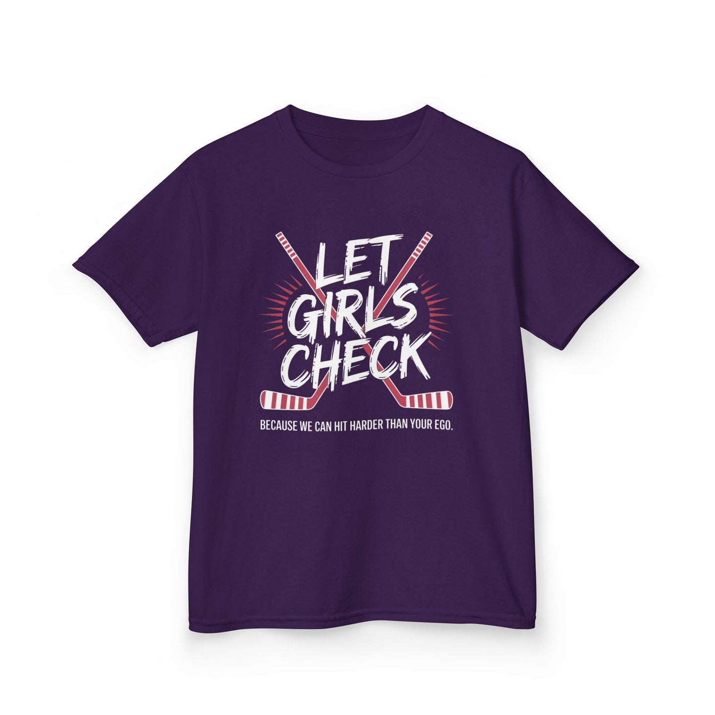 Let Girls Check Kids T-Shirt — Girls Hockey Shirt (Let Girls Check)
