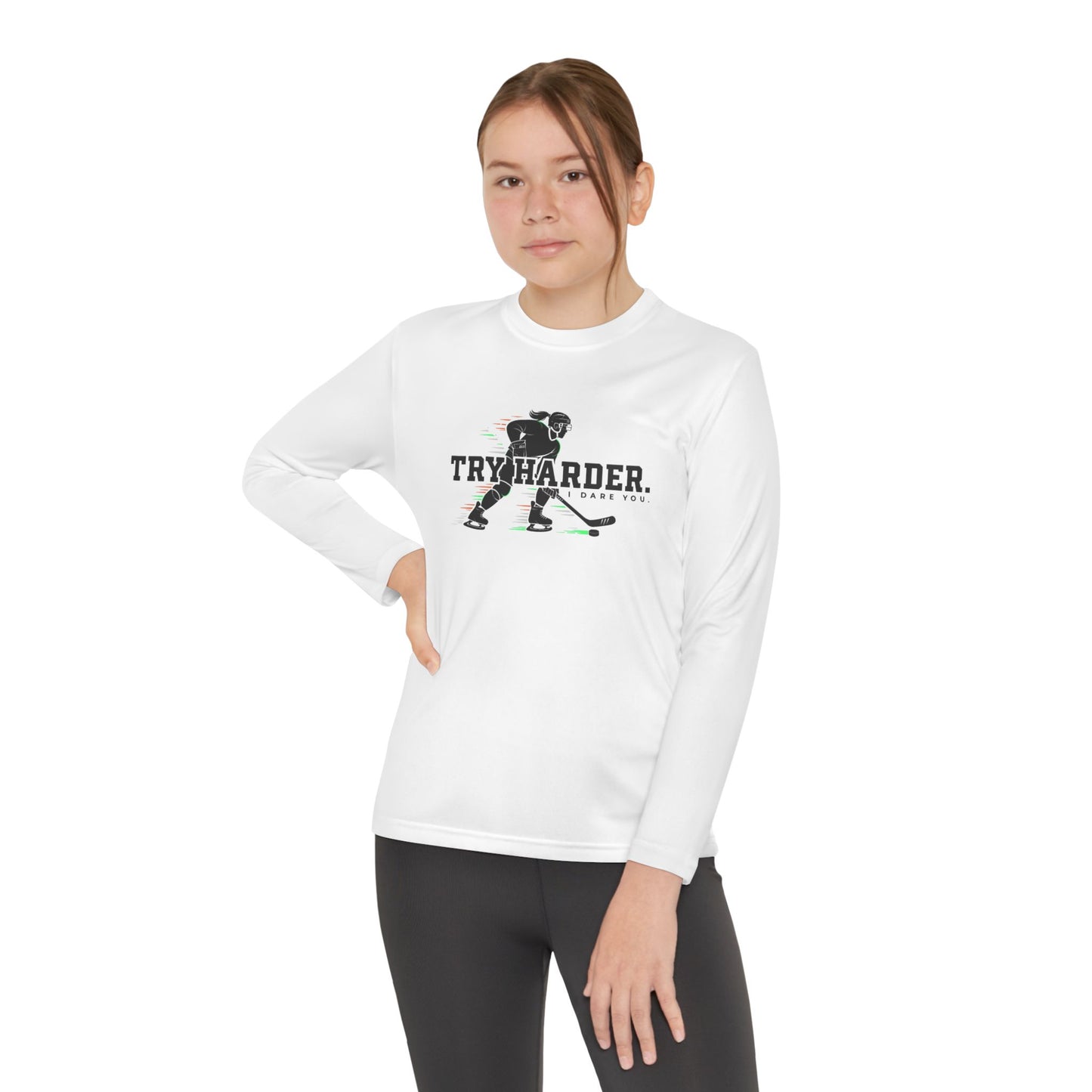 Try Harder Hockey Youth Long Sleeve Tee
