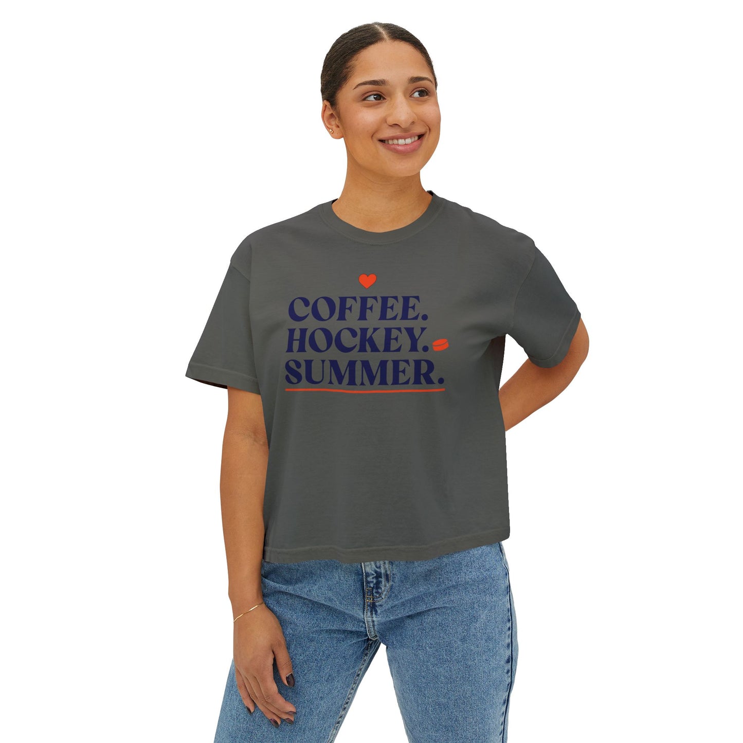 Coffee. Hockey. Summer. Boxy Tee