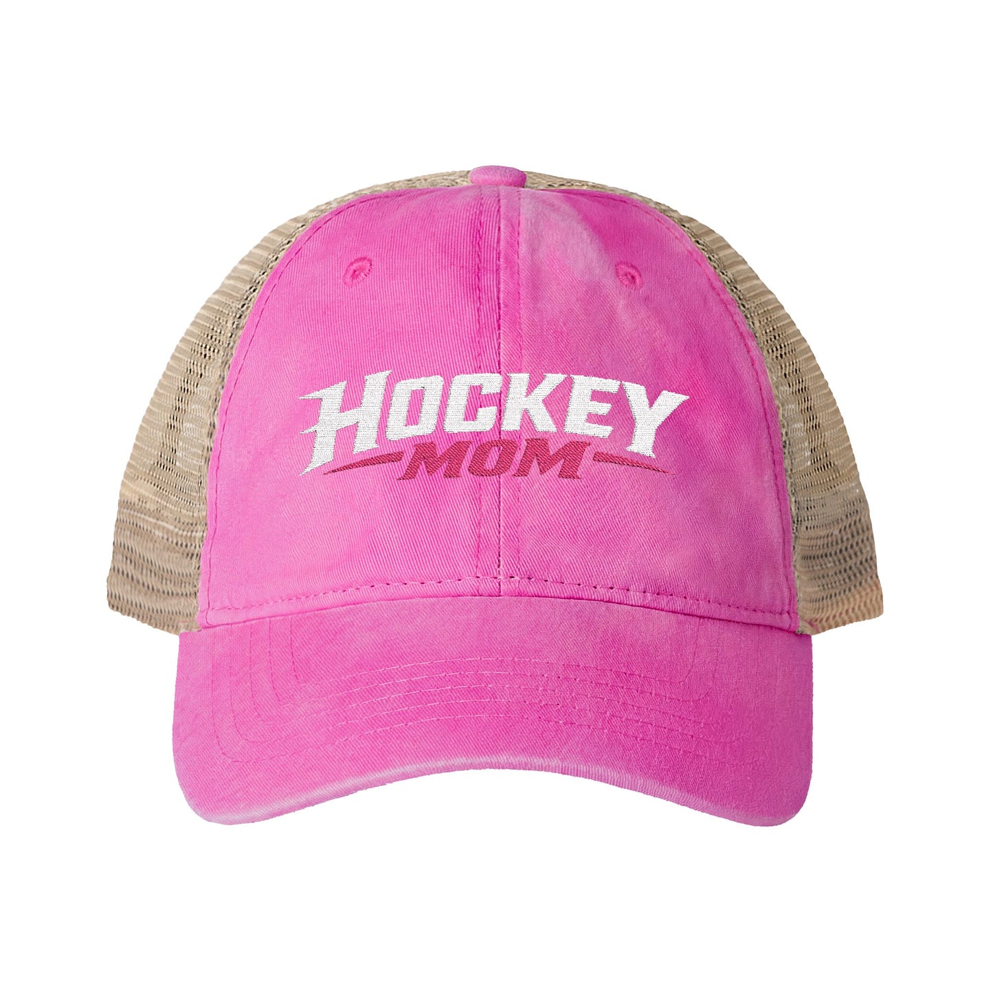 Women's Washed Mesh-Back Personalized Hockey Mom Hat