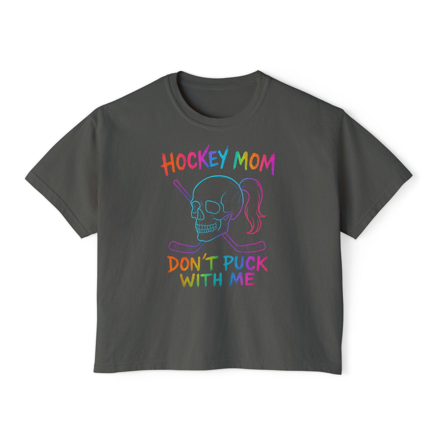 Hockey Mom Boxy Tee — "Don't Puck With Me"