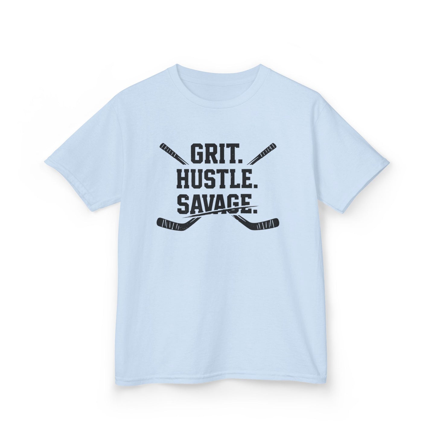 Kids Hockey Tee — "Grit. Hustle. Savage."