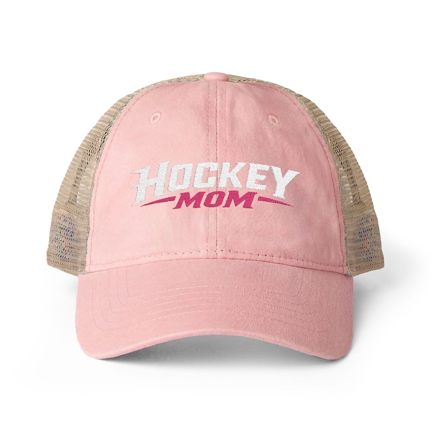 Women's Washed Mesh-Back Personalized Hockey Mom Hat