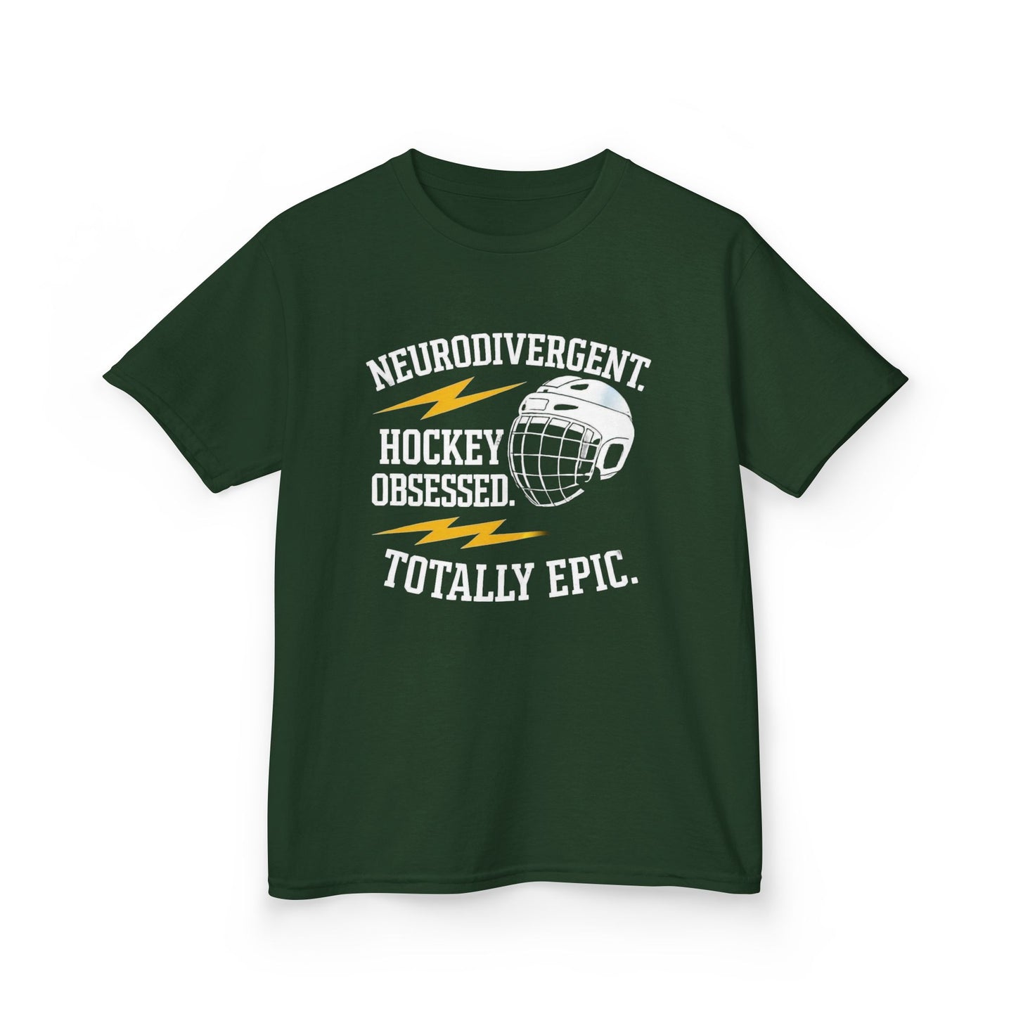Kids Hockey T‑Shirt — "Neurodivergent Hockey Obsessed, Totally Epic"