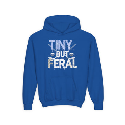 Tiny but Feral Youth Tiny Face Hoodie by Gildan