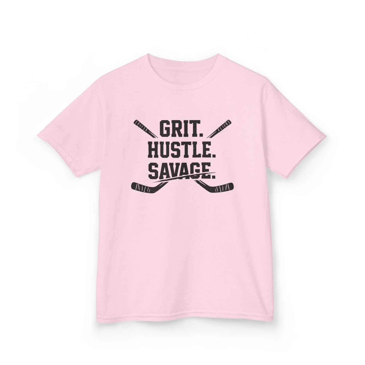 Kids Hockey Tee — "Grit. Hustle. Savage."